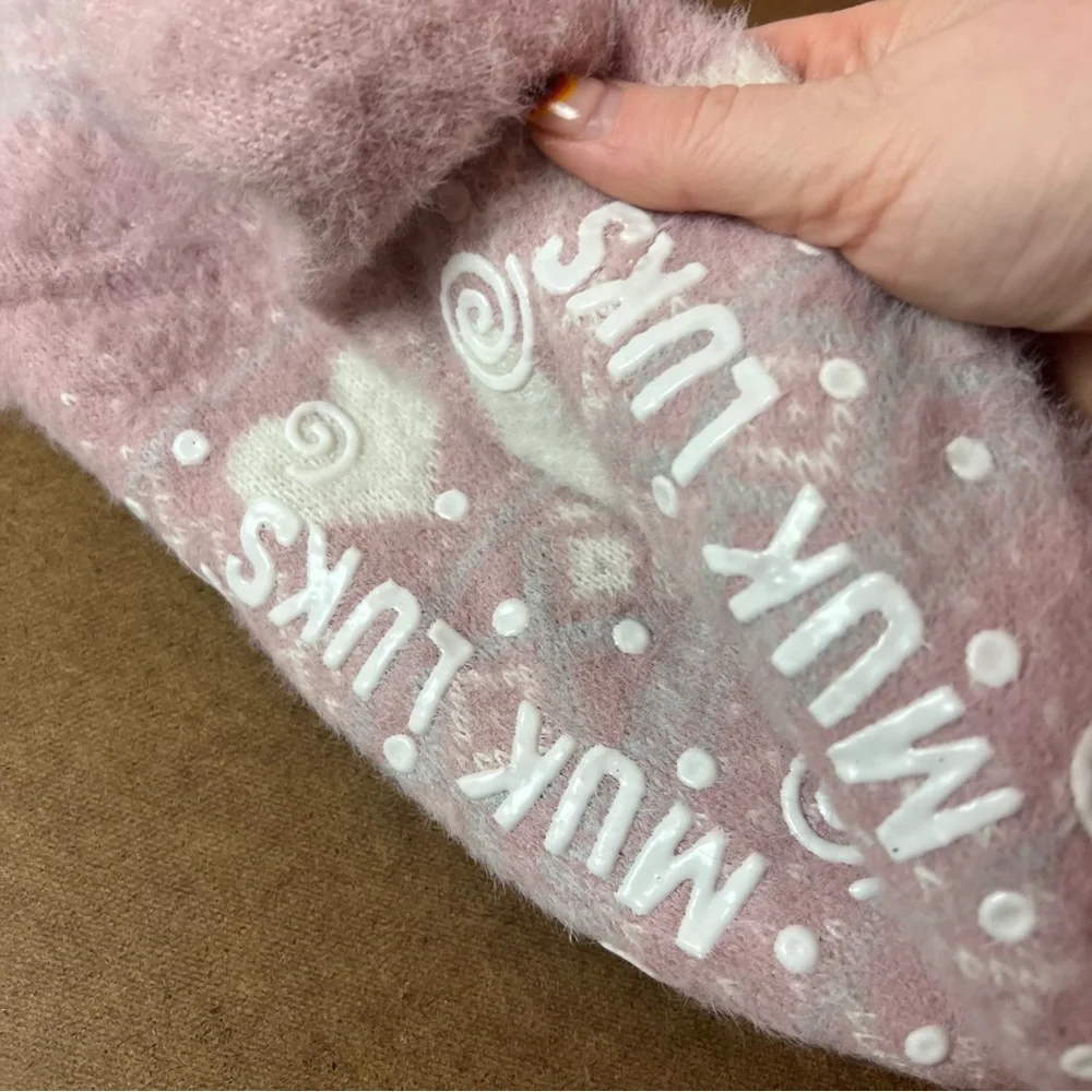Muk Luks Pink and White Slipper Socks, OS NWOT